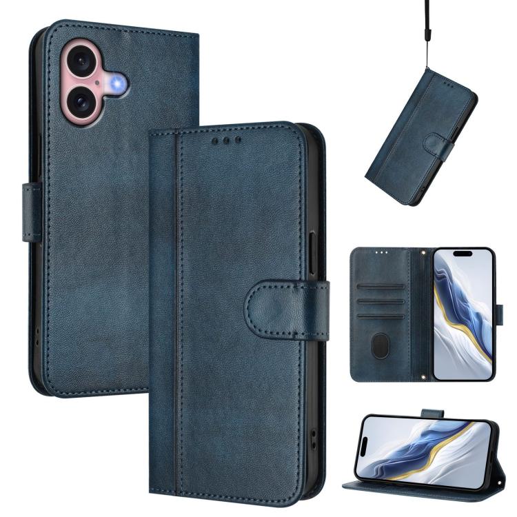 Line Splicing Buckle Retro Leather Phone Case, For iPhone 16 Pro, For iPhone 16 Plus, For iPhone 16, For iPhone 15 Pro Max, For iPhone 15 Pro, For iPhone 15 Plus