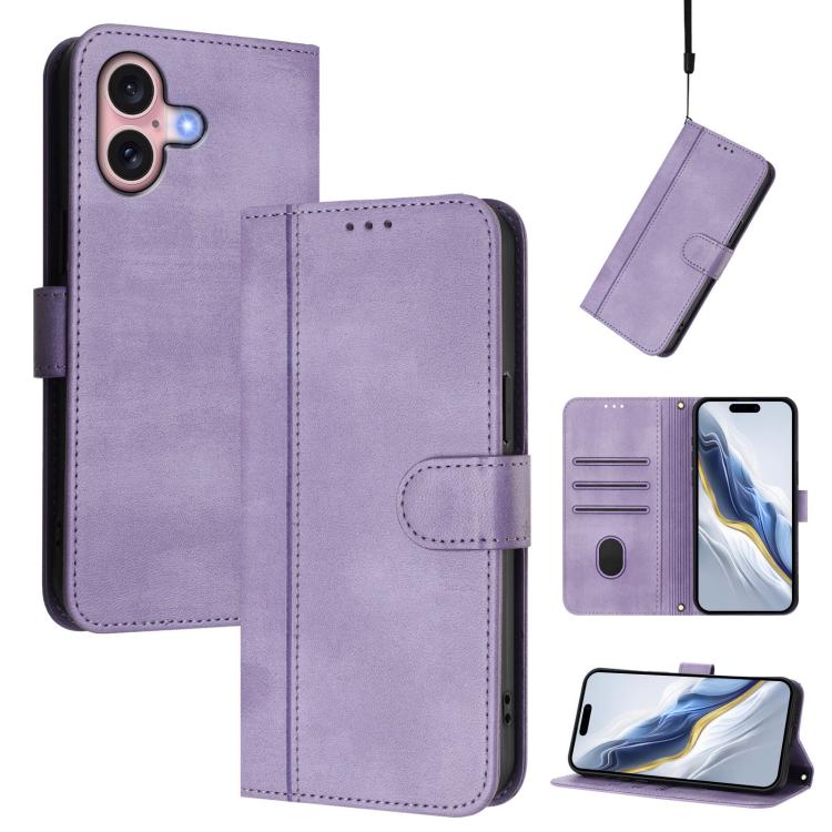 Line Splicing Buckle Retro Leather Phone Case, For iPhone 16 Pro, For iPhone 16 Plus, For iPhone 16, For iPhone 15 Pro Max, For iPhone 15 Pro, For iPhone 15 Plus