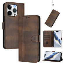 Load image into Gallery viewer, Line Splicing Buckle Retro Leather Phone Case, For iPhone 16 Pro, For iPhone 16 Plus, For iPhone 16, For iPhone 15 Pro Max, For iPhone 15 Pro, For iPhone 15 Plus