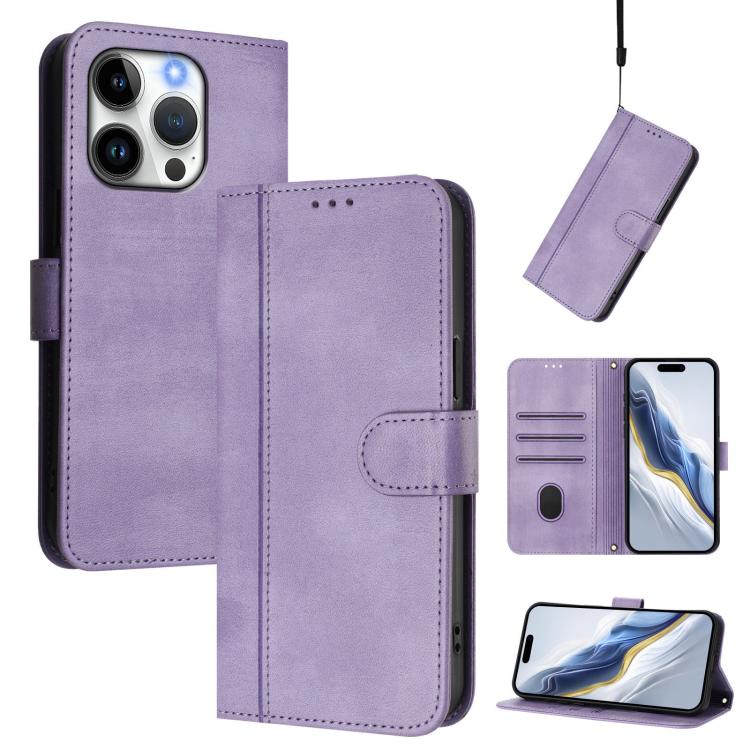 Line Splicing Buckle Retro Leather Phone Case, For iPhone 16 Pro, For iPhone 16 Plus, For iPhone 16, For iPhone 15 Pro Max, For iPhone 15 Pro, For iPhone 15 Plus