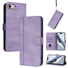 Load image into Gallery viewer, Line Splicing Buckle Retro Leather Phone Case, For iPhone 15, For iPhone 14 Plus, For iPhone 14 / 13, For iPhone 14 Pro, For iPhone 14 Pro Max, For iPhone 7 / 8 / SE 2022