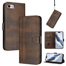Load image into Gallery viewer, Line Splicing Buckle Retro Leather Phone Case, For iPhone 15, For iPhone 14 Plus, For iPhone 14 / 13, For iPhone 14 Pro, For iPhone 14 Pro Max, For iPhone 7 / 8 / SE 2022