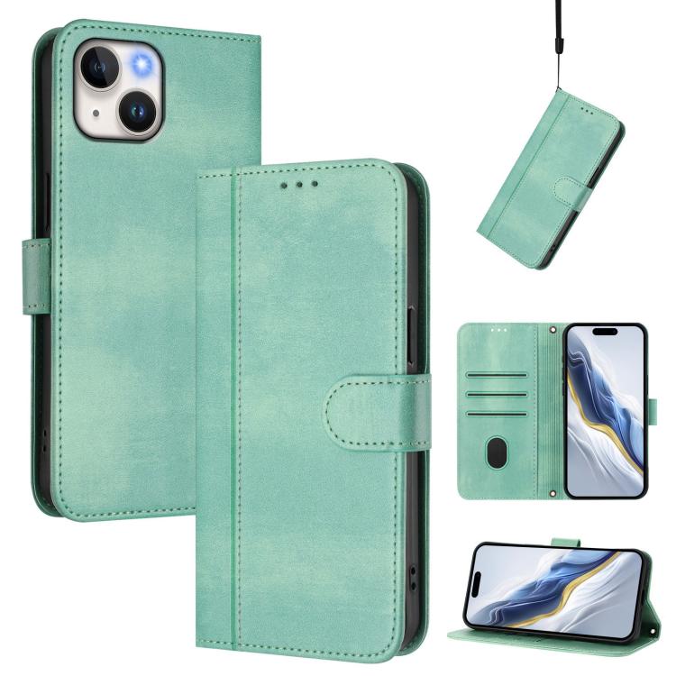 Line Splicing Buckle Retro Leather Phone Case, For iPhone 13 Pro Max, For iPhone 13 Pro, For iPhone 13 mini, For iPhone 12 / 12 Pro, For iPhone 12 Pro Max, For iPhone 12 mini