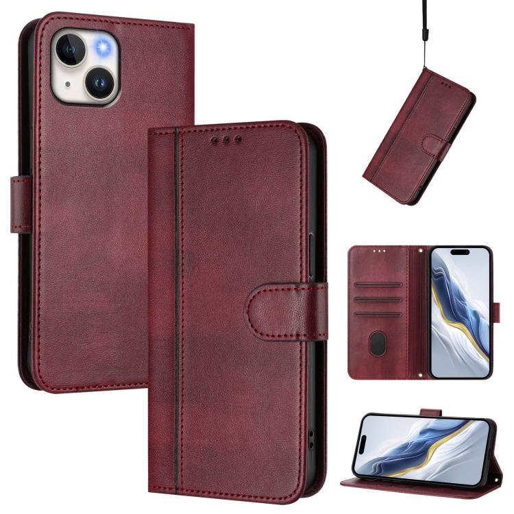Line Splicing Buckle Retro Leather Phone Case, For iPhone 13 Pro Max, For iPhone 13 Pro, For iPhone 13 mini, For iPhone 12 / 12 Pro, For iPhone 12 Pro Max, For iPhone 12 mini
