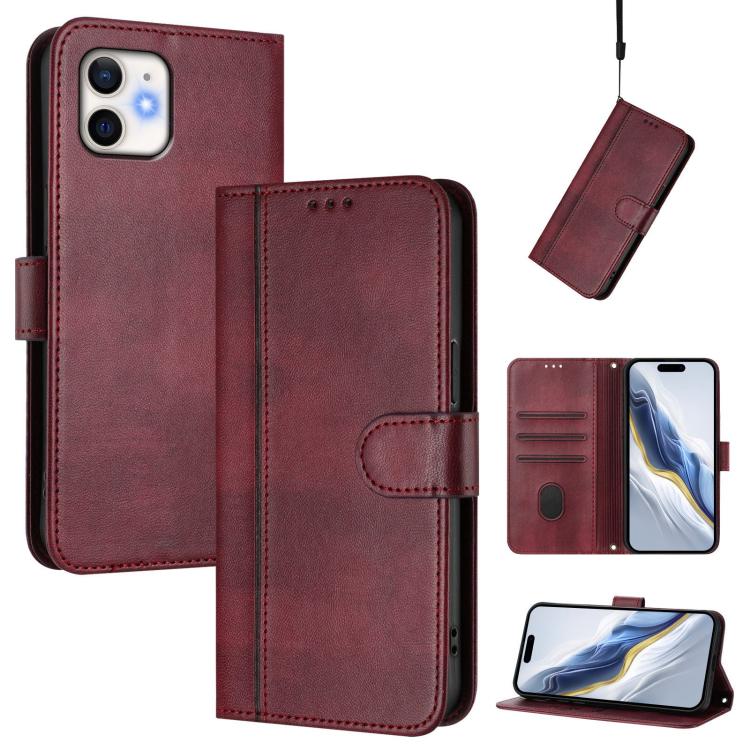 Line Splicing Buckle Retro Leather Phone Case, For iPhone 13 Pro Max, For iPhone 13 Pro, For iPhone 13 mini, For iPhone 12 / 12 Pro, For iPhone 12 Pro Max, For iPhone 12 mini