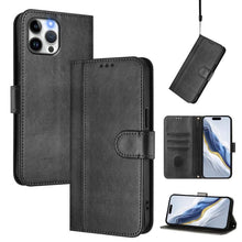 Load image into Gallery viewer, Line Splicing Buckle Retro Leather Phone Case, For iPhone 13 Pro Max, For iPhone 13 Pro, For iPhone 13 mini, For iPhone 12 / 12 Pro, For iPhone 12 Pro Max, For iPhone 12 mini