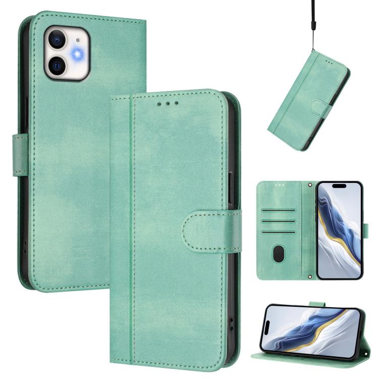 Line Splicing Buckle Retro Leather Phone Case, For iPhone 13 Pro Max, For iPhone 13 Pro, For iPhone 13 mini, For iPhone 12 / 12 Pro, For iPhone 12 Pro Max, For iPhone 12 mini