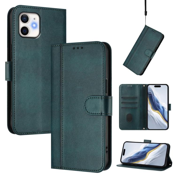 Line Splicing Buckle Retro Leather Phone Case, For iPhone 13 Pro Max, For iPhone 13 Pro, For iPhone 13 mini, For iPhone 12 / 12 Pro, For iPhone 12 Pro Max, For iPhone 12 mini