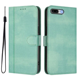 Line Splicing Buckle Retro Leather Phone Case, For iPhone 7 Plus / 8 Plus