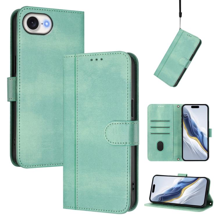Line Splicing Buckle Retro Leather Phone Case, For iPhone 17e / 16e, For iPhone 17 Pro Max, For iPhone 17 Pro, For iPhone 17, For iPhone Air, For iPhone 16 Pro Max