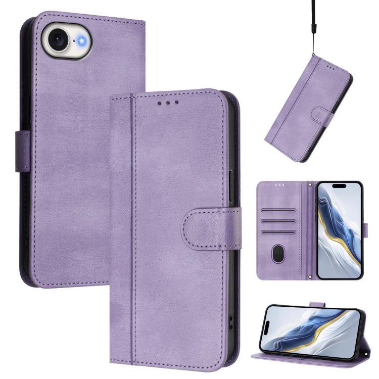 Line Splicing Buckle Retro Leather Phone Case, For iPhone 17e / 16e, For iPhone 17 Pro Max, For iPhone 17 Pro, For iPhone 17, For iPhone Air, For iPhone 16 Pro Max