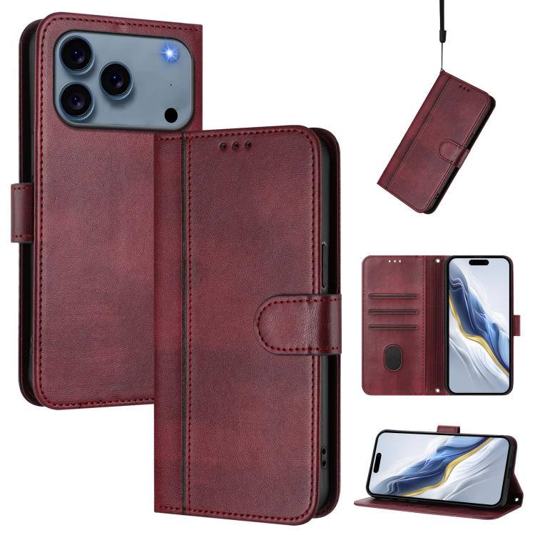 Line Splicing Buckle Retro Leather Phone Case, For iPhone 17e / 16e, For iPhone 17 Pro Max, For iPhone 17 Pro, For iPhone 17, For iPhone Air, For iPhone 16 Pro Max