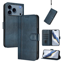 Load image into Gallery viewer, Line Splicing Buckle Retro Leather Phone Case, For iPhone 17e / 16e, For iPhone 17 Pro Max, For iPhone 17 Pro, For iPhone 17, For iPhone Air, For iPhone 16 Pro Max