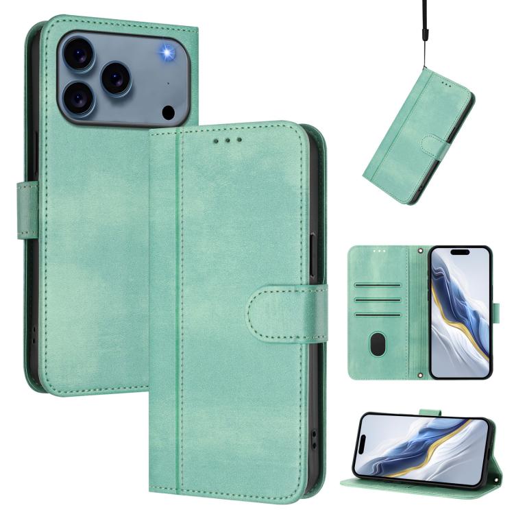 Line Splicing Buckle Retro Leather Phone Case, For iPhone 17e / 16e, For iPhone 17 Pro Max, For iPhone 17 Pro, For iPhone 17, For iPhone Air, For iPhone 16 Pro Max