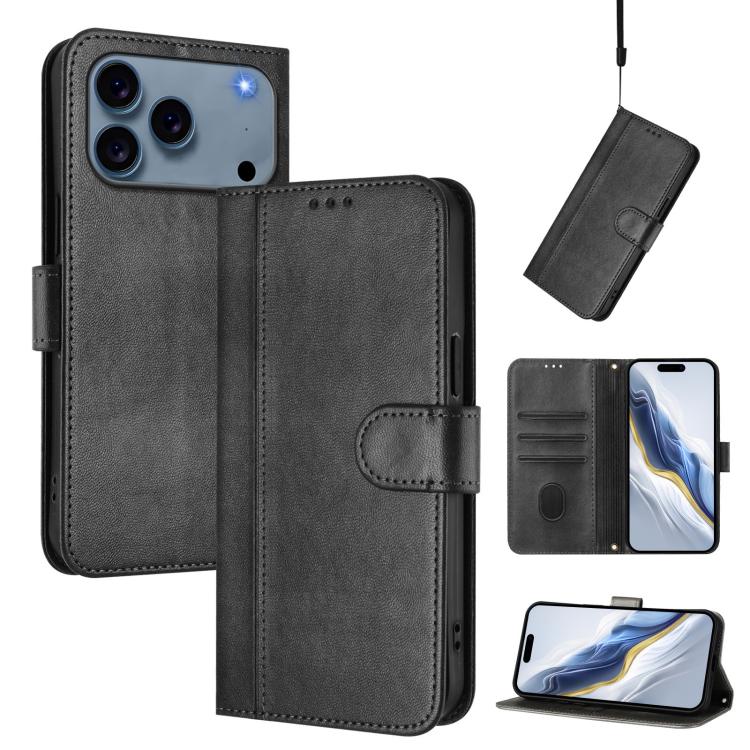 Line Splicing Buckle Retro Leather Phone Case, For iPhone 17e / 16e, For iPhone 17 Pro Max, For iPhone 17 Pro, For iPhone 17, For iPhone Air, For iPhone 16 Pro Max