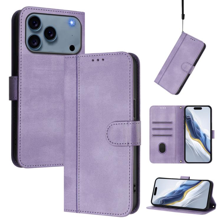Line Splicing Buckle Retro Leather Phone Case, For iPhone 17e / 16e, For iPhone 17 Pro Max, For iPhone 17 Pro, For iPhone 17, For iPhone Air, For iPhone 16 Pro Max