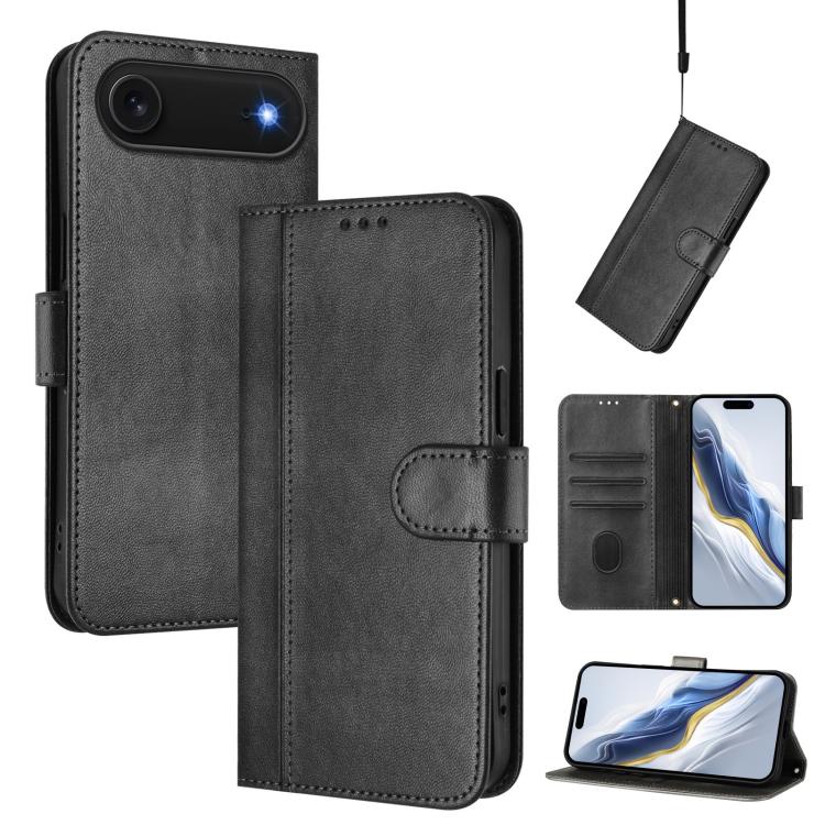 Line Splicing Buckle Retro Leather Phone Case, For iPhone 17e / 16e, For iPhone 17 Pro Max, For iPhone 17 Pro, For iPhone 17, For iPhone Air, For iPhone 16 Pro Max