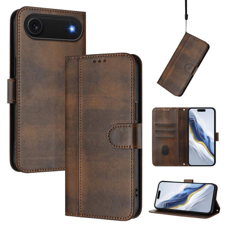 Line Splicing Buckle Retro Leather Phone Case, For iPhone 17e / 16e, For iPhone 17 Pro Max, For iPhone 17 Pro, For iPhone 17, For iPhone Air, For iPhone 16 Pro Max