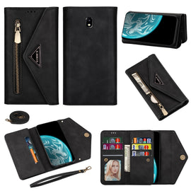 Skin Feel Zipper Horizontal Flip Leather Case with Holder & Card Slots & Photo Frame & Lanyard & Long Rope