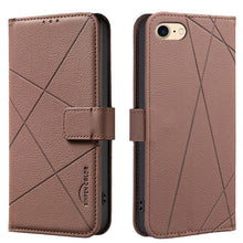 Load image into Gallery viewer, Geometric Pattern RFID Leather Phone Case, For iPhone 6 / 7 / 8 / SE, For iPhone 13 Pro Max, For iPhone 13 Pro, For iPhone 12 / 12 Pro, For iPhone 12 Pro Max, For iPhone 11 Pro Max, For iPhone 11, For iPhone 11 Pro