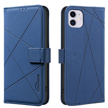 Load image into Gallery viewer, Geometric Pattern RFID Leather Phone Case, For iPhone 6 / 7 / 8 / SE, For iPhone 13 Pro Max, For iPhone 13 Pro, For iPhone 12 / 12 Pro, For iPhone 12 Pro Max, For iPhone 11 Pro Max, For iPhone 11, For iPhone 11 Pro