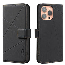 Load image into Gallery viewer, Geometric Pattern RFID Leather Phone Case, For iPhone 6 / 7 / 8 / SE, For iPhone 13 Pro Max, For iPhone 13 Pro, For iPhone 12 / 12 Pro, For iPhone 12 Pro Max, For iPhone 11 Pro Max, For iPhone 11, For iPhone 11 Pro