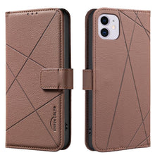 Load image into Gallery viewer, Geometric Pattern RFID Leather Phone Case, For iPhone 6 / 7 / 8 / SE, For iPhone 13 Pro Max, For iPhone 13 Pro, For iPhone 12 / 12 Pro, For iPhone 12 Pro Max, For iPhone 11 Pro Max, For iPhone 11, For iPhone 11 Pro