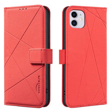 Load image into Gallery viewer, Geometric Pattern RFID Leather Phone Case, For iPhone 6 / 7 / 8 / SE, For iPhone 13 Pro Max, For iPhone 13 Pro, For iPhone 12 / 12 Pro, For iPhone 12 Pro Max, For iPhone 11 Pro Max, For iPhone 11, For iPhone 11 Pro
