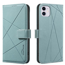 Load image into Gallery viewer, Geometric Pattern RFID Leather Phone Case, For iPhone 6 / 7 / 8 / SE, For iPhone 13 Pro Max, For iPhone 13 Pro, For iPhone 12 / 12 Pro, For iPhone 12 Pro Max, For iPhone 11 Pro Max, For iPhone 11, For iPhone 11 Pro