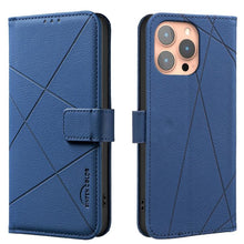 Load image into Gallery viewer, Geometric Pattern RFID Leather Phone Case, For iPhone 16, For iPhone 15 Pro Max, For iPhone 15 Pro, For iPhone 14 Plus / 15 Plus, For iPhone 15, For iPhone 13 / 14, For iPhone 14 Pro, For iPhone 14 Pro Max
