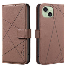Load image into Gallery viewer, Geometric Pattern RFID Leather Phone Case, For iPhone 16, For iPhone 15 Pro Max, For iPhone 15 Pro, For iPhone 14 Plus / 15 Plus, For iPhone 15, For iPhone 13 / 14, For iPhone 14 Pro, For iPhone 14 Pro Max
