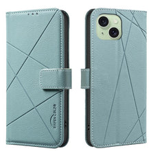Load image into Gallery viewer, Geometric Pattern RFID Leather Phone Case, For iPhone 16, For iPhone 15 Pro Max, For iPhone 15 Pro, For iPhone 14 Plus / 15 Plus, For iPhone 15, For iPhone 13 / 14, For iPhone 14 Pro, For iPhone 14 Pro Max