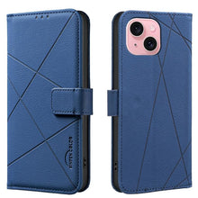 Load image into Gallery viewer, Geometric Pattern RFID Leather Phone Case, For iPhone 16, For iPhone 15 Pro Max, For iPhone 15 Pro, For iPhone 14 Plus / 15 Plus, For iPhone 15, For iPhone 13 / 14, For iPhone 14 Pro, For iPhone 14 Pro Max