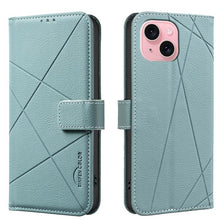 Load image into Gallery viewer, Geometric Pattern RFID Leather Phone Case, For iPhone 16, For iPhone 15 Pro Max, For iPhone 15 Pro, For iPhone 14 Plus / 15 Plus, For iPhone 15, For iPhone 13 / 14, For iPhone 14 Pro, For iPhone 14 Pro Max