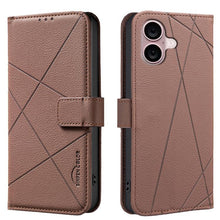 Load image into Gallery viewer, Geometric Pattern RFID Leather Phone Case, For iPhone 16e / 17e, For iPhone 17 Pro Max, For iPhone 17 Pro, For iPhone 17, For iPhone Air, For iPhone 16 Pro Max, For iPhone 16 Pro, For iPhone 16 Plus