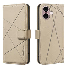 Load image into Gallery viewer, Geometric Pattern RFID Leather Phone Case, For iPhone 16e / 17e, For iPhone 17 Pro Max, For iPhone 17 Pro, For iPhone 17, For iPhone Air, For iPhone 16 Pro Max, For iPhone 16 Pro, For iPhone 16 Plus