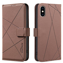 Load image into Gallery viewer, Geometric Pattern RFID Leather Phone Case, For iPhone XR, For iPhone XS Max, For iPhone 6 Plus / 7 Plus / 8 Plus