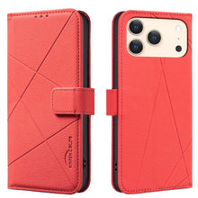 Load image into Gallery viewer, Geometric Pattern RFID Leather Phone Case, For iPhone 16e / 17e, For iPhone 17 Pro Max, For iPhone 17 Pro, For iPhone 17, For iPhone Air, For iPhone 16 Pro Max, For iPhone 16 Pro, For iPhone 16 Plus