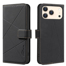 Load image into Gallery viewer, Geometric Pattern RFID Leather Phone Case, For iPhone 16e / 17e, For iPhone 17 Pro Max, For iPhone 17 Pro, For iPhone 17, For iPhone Air, For iPhone 16 Pro Max, For iPhone 16 Pro, For iPhone 16 Plus