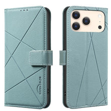 Load image into Gallery viewer, Geometric Pattern RFID Leather Phone Case, For iPhone 16e / 17e, For iPhone 17 Pro Max, For iPhone 17 Pro, For iPhone 17, For iPhone Air, For iPhone 16 Pro Max, For iPhone 16 Pro, For iPhone 16 Plus