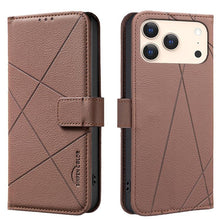 Load image into Gallery viewer, Geometric Pattern RFID Leather Phone Case, For iPhone 16e / 17e, For iPhone 17 Pro Max, For iPhone 17 Pro, For iPhone 17, For iPhone Air, For iPhone 16 Pro Max, For iPhone 16 Pro, For iPhone 16 Plus