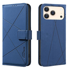Load image into Gallery viewer, Geometric Pattern RFID Leather Phone Case, For iPhone 16e / 17e, For iPhone 17 Pro Max, For iPhone 17 Pro, For iPhone 17, For iPhone Air, For iPhone 16 Pro Max, For iPhone 16 Pro, For iPhone 16 Plus