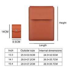 Load image into Gallery viewer, PU05 Sleeve Leather Case Carrying Bag with Small Storage Bag, for 13.3 inch Laptop, for 14.1 inch Laptop, for 15.4 inch Laptop