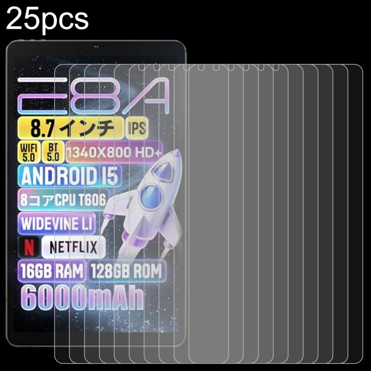 25pcs 9H 0.3mm Explosion-proof Tempered Glass Film, For Zuleisy E8A 8.7