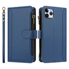 Load image into Gallery viewer, Magnetic Closure 9 Card Slots Zipper Leather Case with Hand Strap, For iPhone 11 Pro Max, For iPhone 11, For iPhone 11 Pro, For iPhone XS / X, For iPhone XR, For iPhone XS Max, For iPhone 8 Plus / 7 Plus
