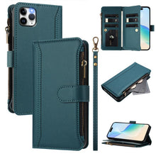 Load image into Gallery viewer, Magnetic Closure 9 Card Slots Zipper Leather Case with Hand Strap, For iPhone 11 Pro Max, For iPhone 11, For iPhone 11 Pro, For iPhone XS / X, For iPhone XR, For iPhone XS Max, For iPhone 8 Plus / 7 Plus