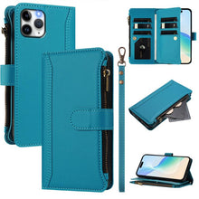 Load image into Gallery viewer, Magnetic Closure 9 Card Slots Zipper Leather Case with Hand Strap, For iPhone 11 Pro Max, For iPhone 11, For iPhone 11 Pro, For iPhone XS / X, For iPhone XR, For iPhone XS Max, For iPhone 8 Plus / 7 Plus