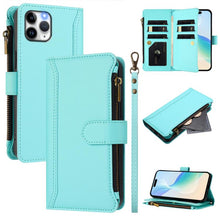 Load image into Gallery viewer, Magnetic Closure 9 Card Slots Zipper Leather Case with Hand Strap, For iPhone 11 Pro Max, For iPhone 11, For iPhone 11 Pro, For iPhone XS / X, For iPhone XR, For iPhone XS Max, For iPhone 8 Plus / 7 Plus