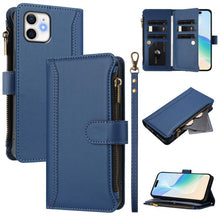 Load image into Gallery viewer, Magnetic Closure 9 Card Slots Zipper Leather Case with Hand Strap, For iPhone 11 Pro Max, For iPhone 11, For iPhone 11 Pro, For iPhone XS / X, For iPhone XR, For iPhone XS Max, For iPhone 8 Plus / 7 Plus