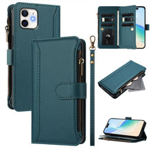 Load image into Gallery viewer, Magnetic Closure 9 Card Slots Zipper Leather Case with Hand Strap, For iPhone 11 Pro Max, For iPhone 11, For iPhone 11 Pro, For iPhone XS / X, For iPhone XR, For iPhone XS Max, For iPhone 8 Plus / 7 Plus